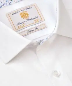 Alternative view of Tailored Fit White Herringbone Stretch Cotton Shirt