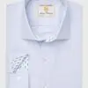 Regular Fit Sky Blue Herringbone Stretch Cotton Shirt