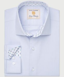 Regular Fit Sky Blue Herringbone Stretch Cotton Shirt