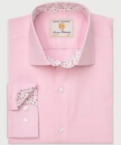 Regular Fit Pink Herringbone Stretch Cotton Shirt