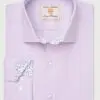 Tailored Fit Lilac Herringbone Stretch Cotton Shirt