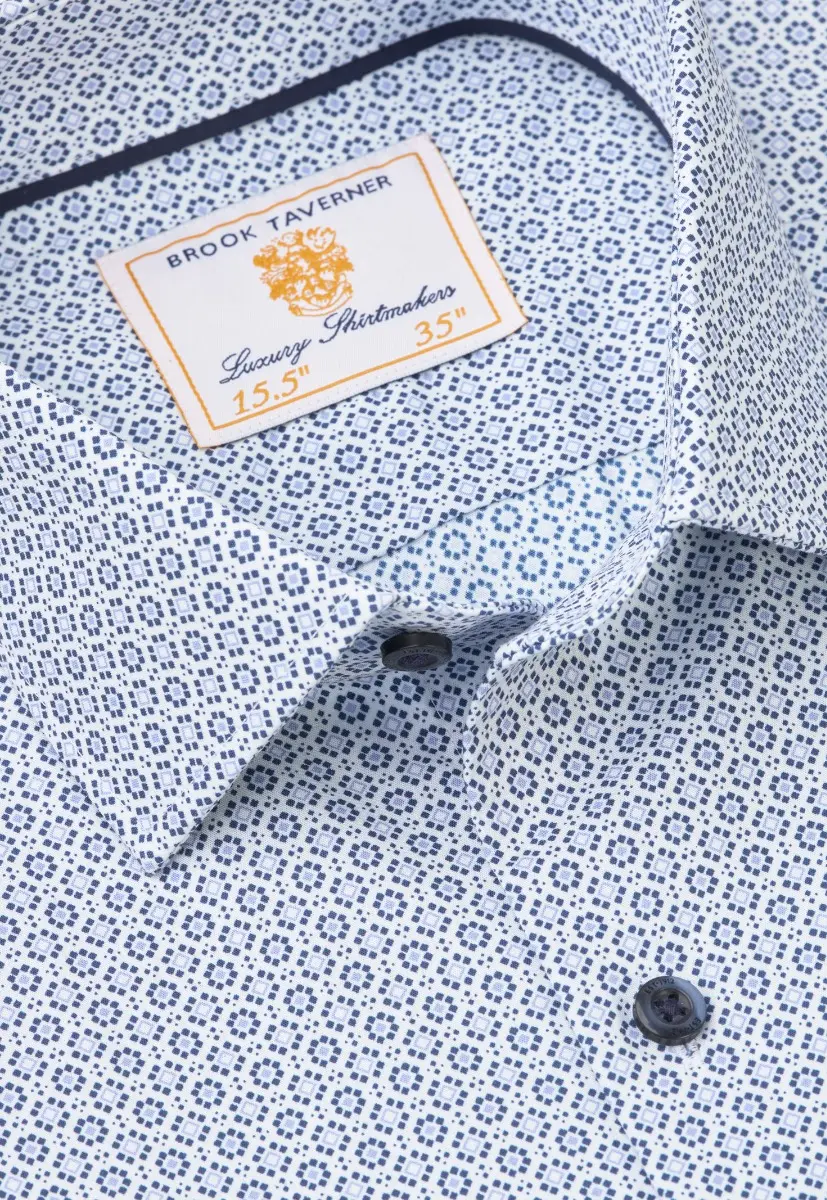 Tailored Fit Blue Diamond Print Shirt - Image 2