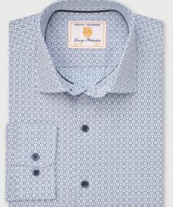 Regular Fit Blue Diamond Print Shirt