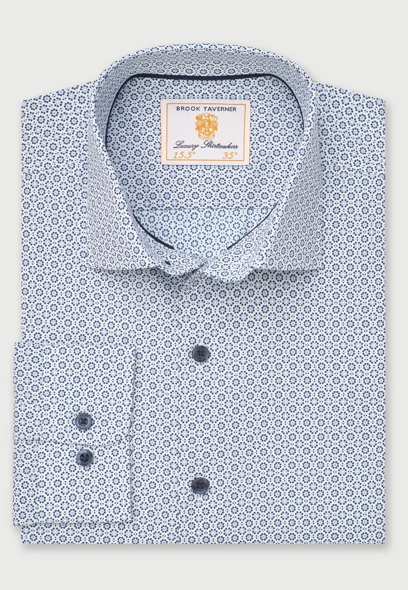 Tailored Fit Blue Diamond Print Shirt