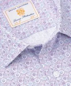 Alternative view of Tailored Fit Lilac Tile Print Shirt