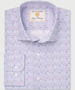 Tailored Fit Lilac Tile Print Shirt