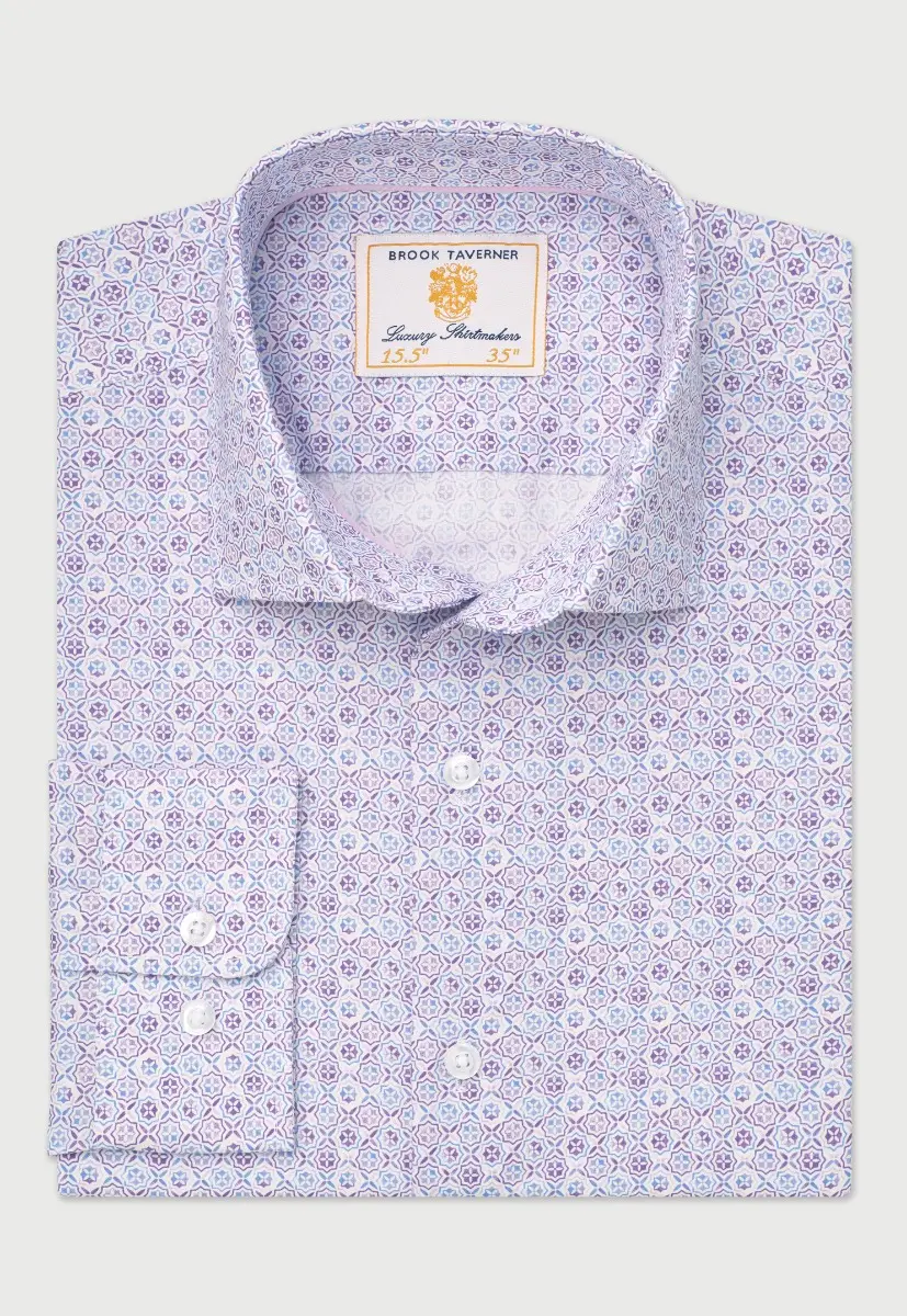 Regular Fit Lilac Tile Print Shirt