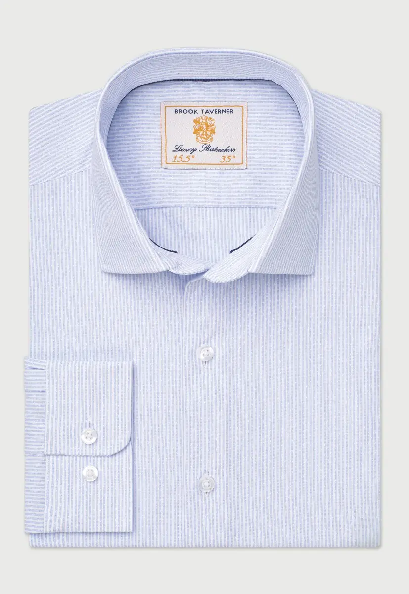 Tailored Fit Sky Blue Fine Stripe Shirt