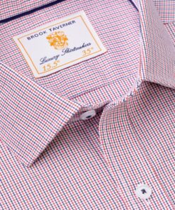 Alternative view of Regular Fit Red Micro Check Oxford Cotton Shirt
