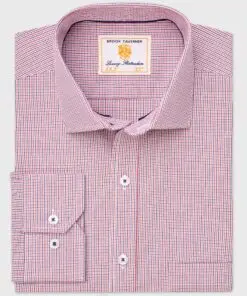 Regular Fit Red Micro Check Oxford Cotton Shirt