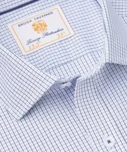 Alternative view of Regular Fit Blue Micro Check Oxford Cotton Shirt
