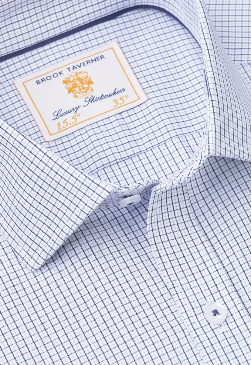 Regular Fit Blue Micro Check Oxford Cotton Shirt - Image 2