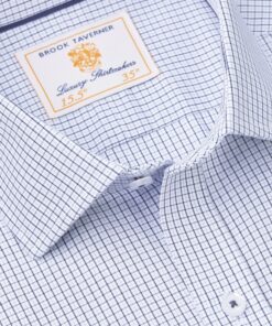 Alternative view of Tailored Fit Blue Micro Check Oxford Cotton Shirt