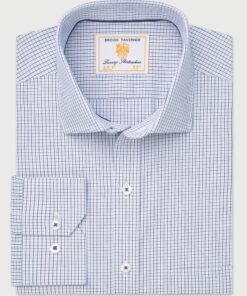 Regular Fit Blue Micro Check Oxford Cotton Shirt