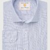 Tailored Fit Blue Micro Check Oxford Cotton Shirt