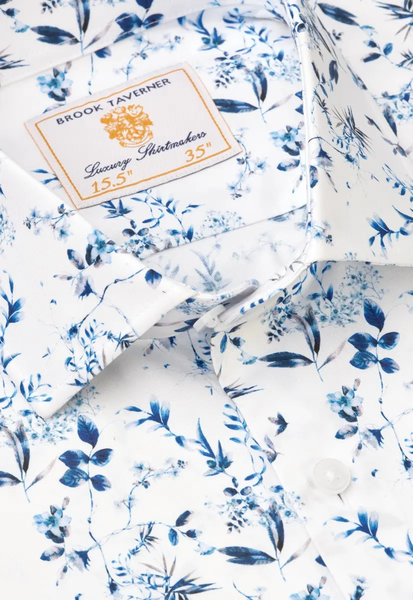 Regular Fit Blue Leaf Print 'Occasion' Shirt - Image 2