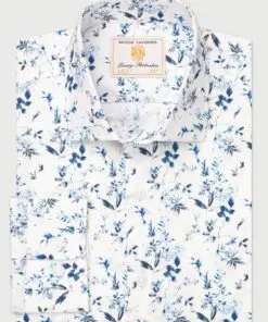 Regular Fit Blue Leaf Print 'Occasion' Shirt