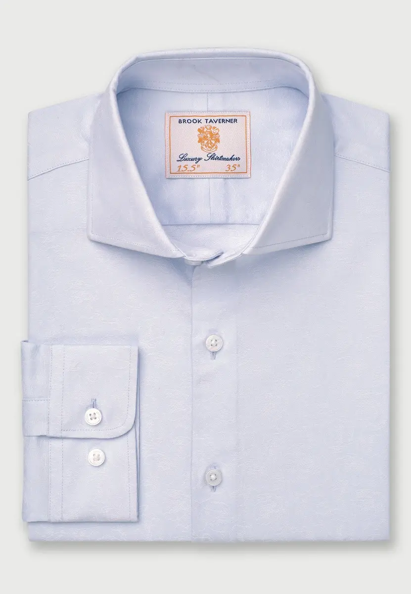 Tailored Fit Sky Blue Floral Jacquard 'Occasion' Shirt