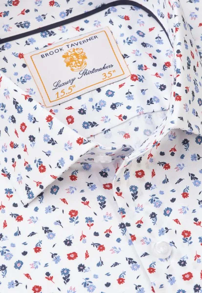 Tailored Fit Red Ditsy Floral Shirt - Image 2