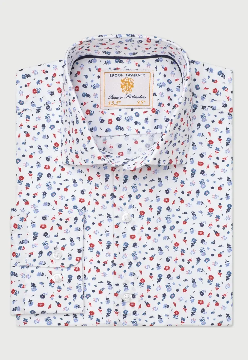 Regular Fit Red Ditsy Floral Shirt