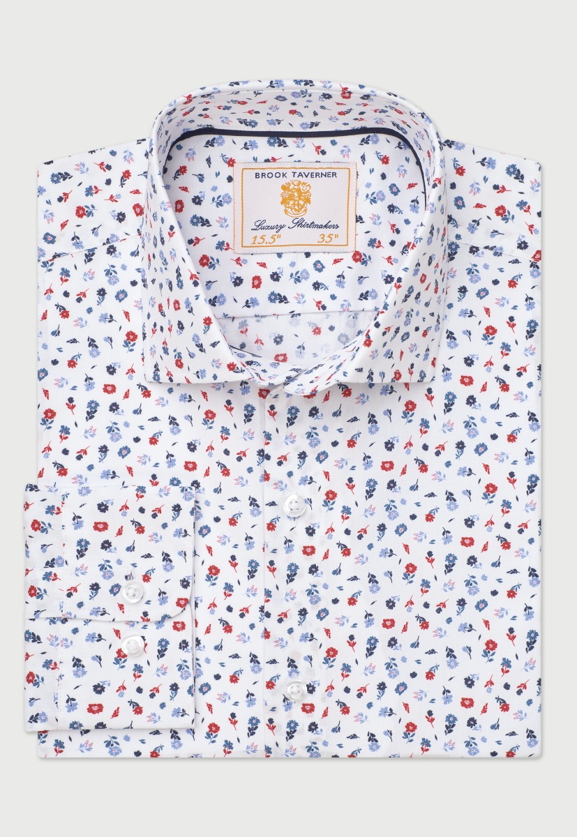 Tailored Fit Red Ditsy Floral Shirt