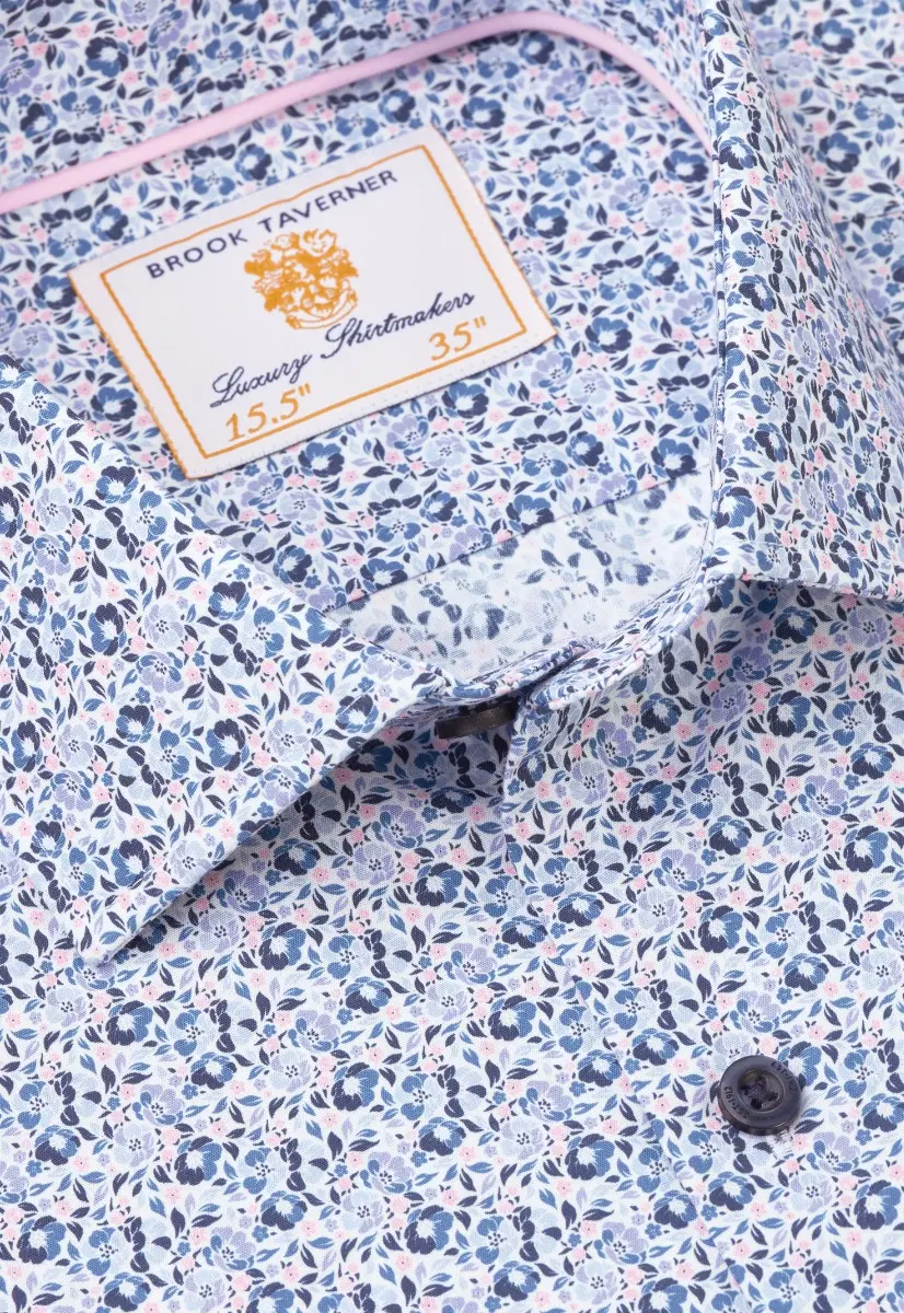 Regular Fit Blue Ditsy Floral Shirt - Image 2