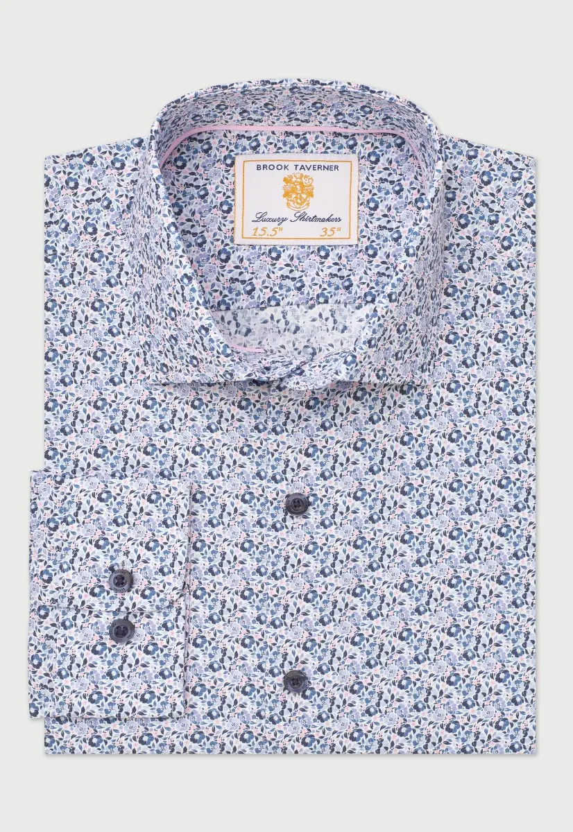 Tailored Fit Blue Ditsy Floral Shirt