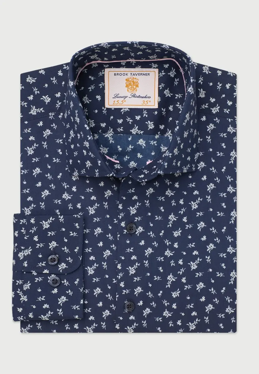 Regular Fit Navy Ditsy Floral Shirt