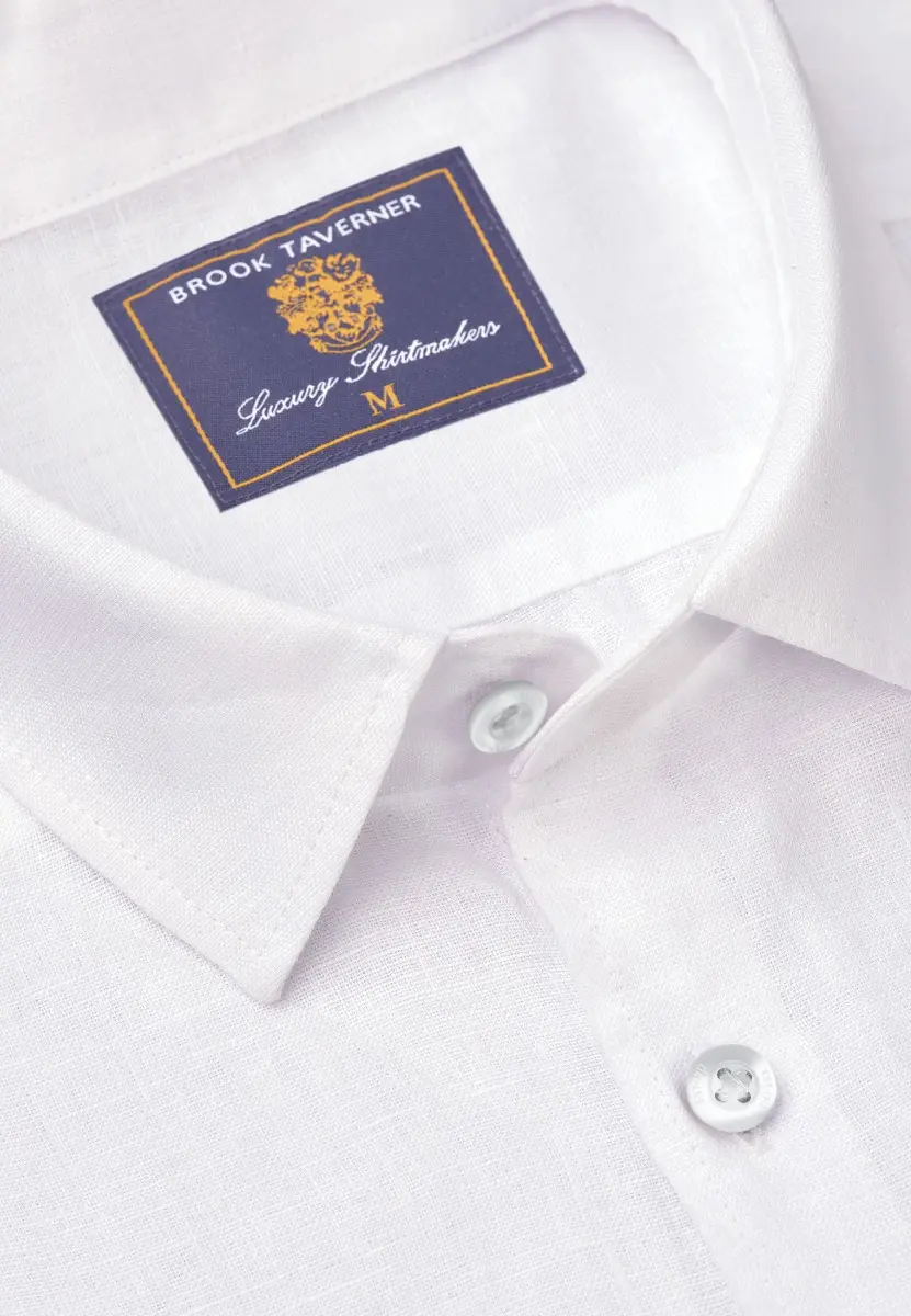 Regular Fit White Pure Linen Shirt - Image 2