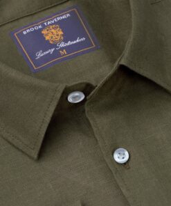 Alternative view of Regular Fit Khaki Pure Linen Shirt