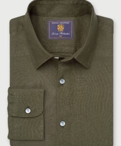 Regular Fit Khaki Pure Linen Shirt