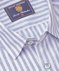 Alternative view of Regular Fit Blue Stripe Pure Linen Shirt