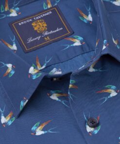 Alternative view of Regular Fit Navy Swallow Print Cotton Shirt