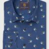 Regular Fit Navy Swallow Print Cotton Shirt