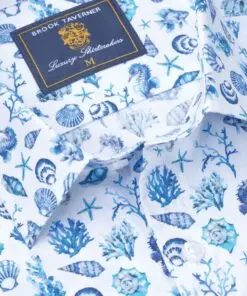 Alternative view of Regular Fit Blue Sealife Print Cotton Shirt