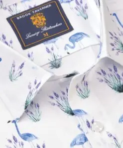 Alternative view of Regular Fit White Flamingo Print Cotton Shirt