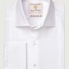 Regular Fit White Marcella Front Double Cuff Cotton Dress Shirt - Two Sleeve Lengths