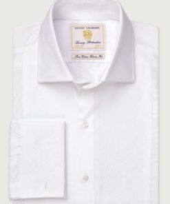 Regular Fit White Marcella Front Double Cuff Cotton Dress Shirt - Two Sleeve Lengths