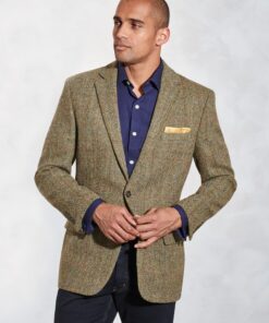 Regular Fit Stromay Olive Check Harris Tweed&reg; Jacket