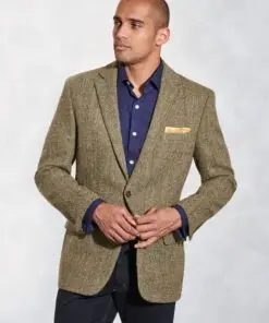 Regular Fit Stromay Olive Check Harris Tweed® Jacket