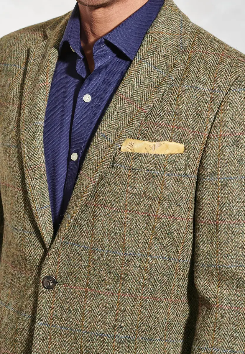 Regular Fit Stromay Olive Check Harris Tweed&reg; Jacket - Image 2