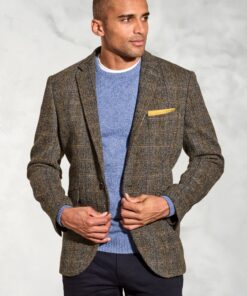 Tailored Fit Sumburgh Green and Blue Check Harris Tweed&reg; Jacket