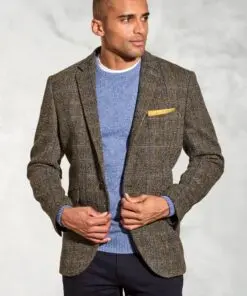 Tailored Fit Sumburgh Green and Blue Check Harris Tweed® Jacket