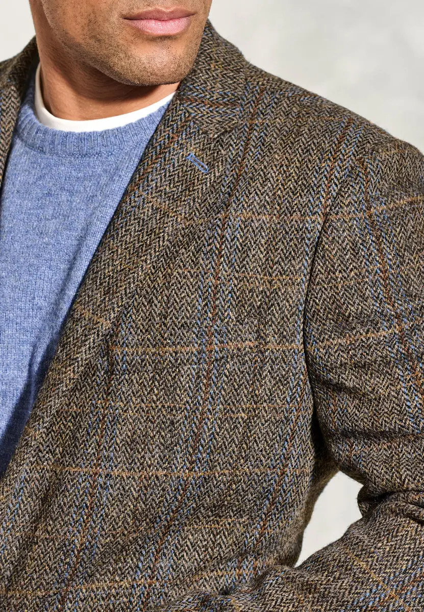 Tailored Fit Sumburgh Green and Blue Check Harris Tweed&reg; Jacket - Image 2