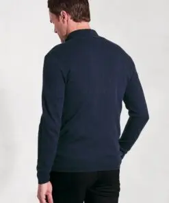 Alternative view of Sussex Navy Cotton Merino Zip Neck Jumper