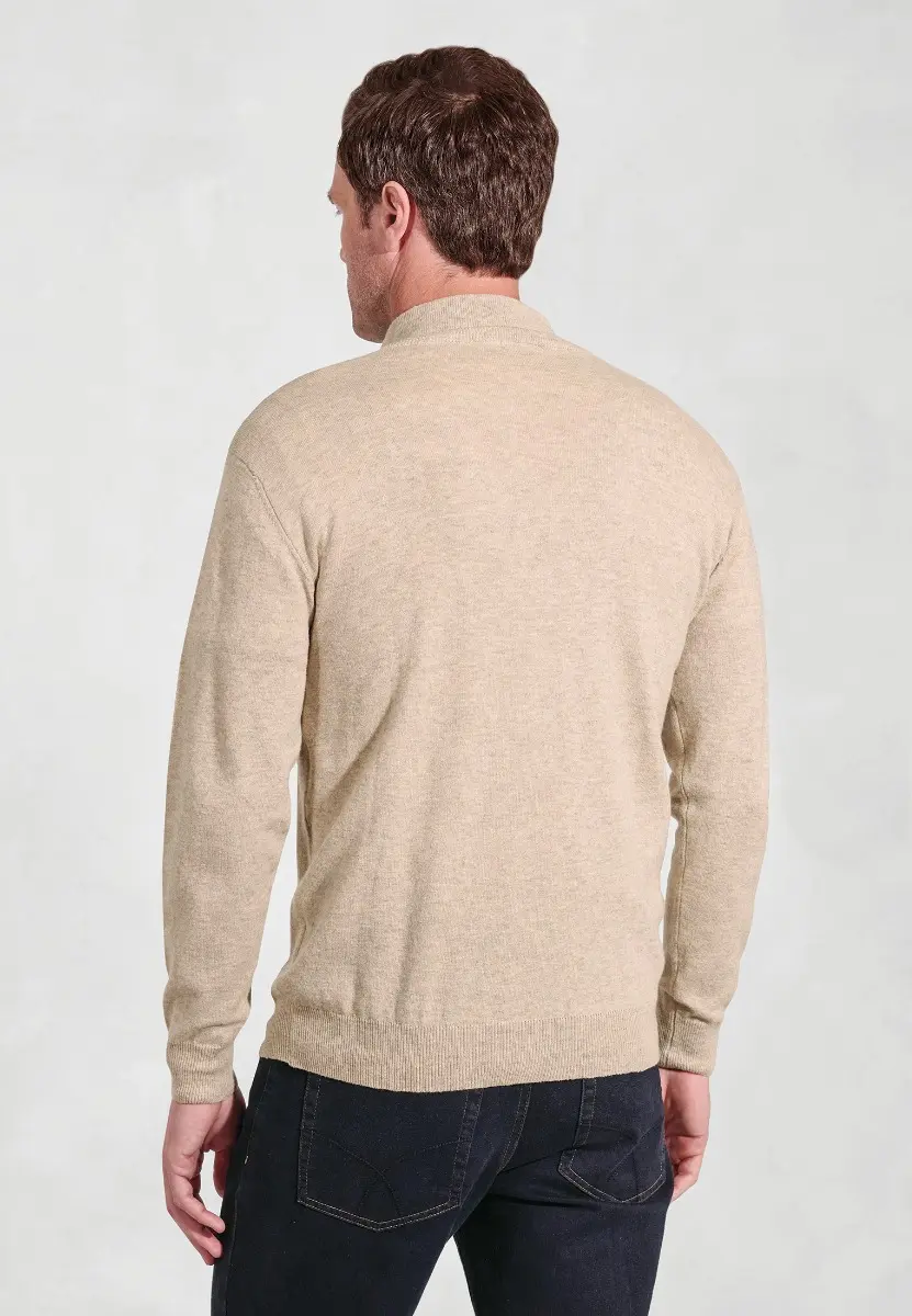 Sussex Stone Cotton Merino Zip Neck Jumper - Image 2