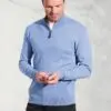 Sussex Sky Blue Cotton Merino Zip Neck Jumper