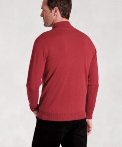 Alternative view of Sussex Claret Cotton Merino Zip Neck Jumper