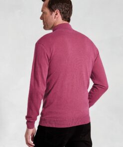 Alternative view of Sussex Raspberry Cotton Merino Zip Neck Jumper