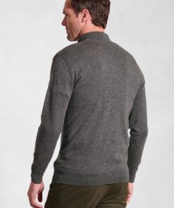 Alternative view of Sussex Charcoal Cotton Merino Zip Neck Jumper